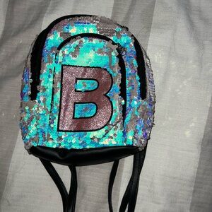 Justice Sequin Mini Backpack letter‎ B